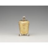An unusual Dresden silver gilt beaker and cover