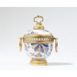 An Imari porcelain potpourri with Imari decor in ormolu mountings