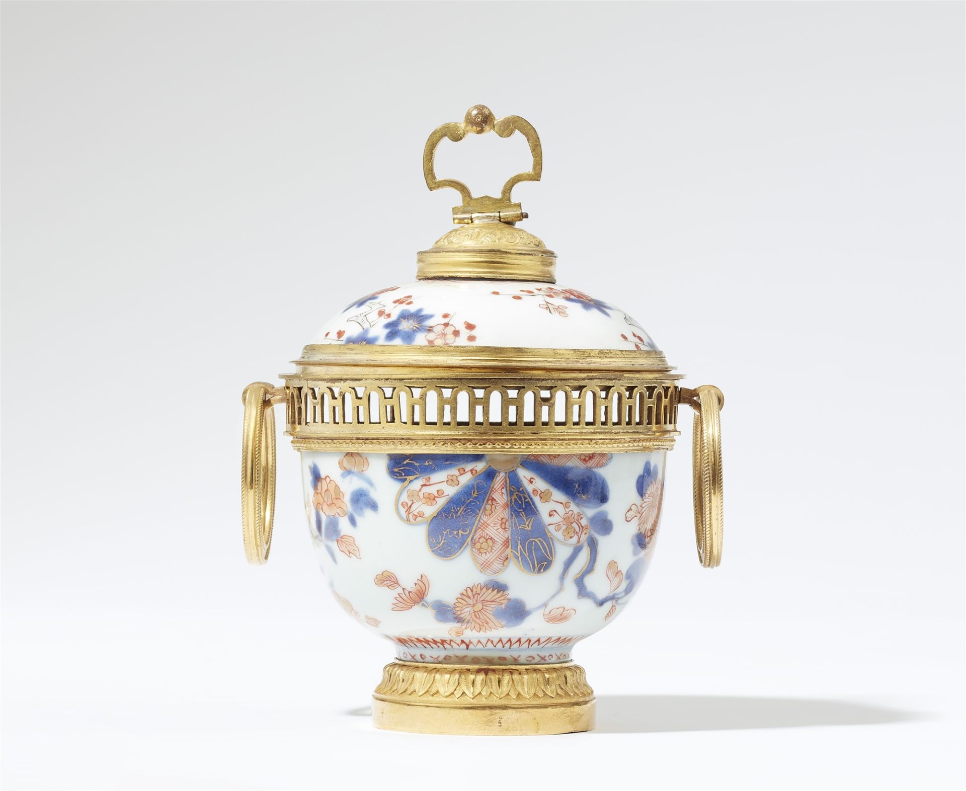 An Imari porcelain potpourri with Imari decor in ormolu mountings