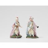 Höchst porcelain figures of a boy as a sultan and a girl as a sultana
