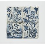 A Dutch faience tile painting with putti