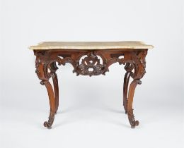 A German carved oak console table