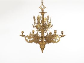 A Baroque brass chandelier