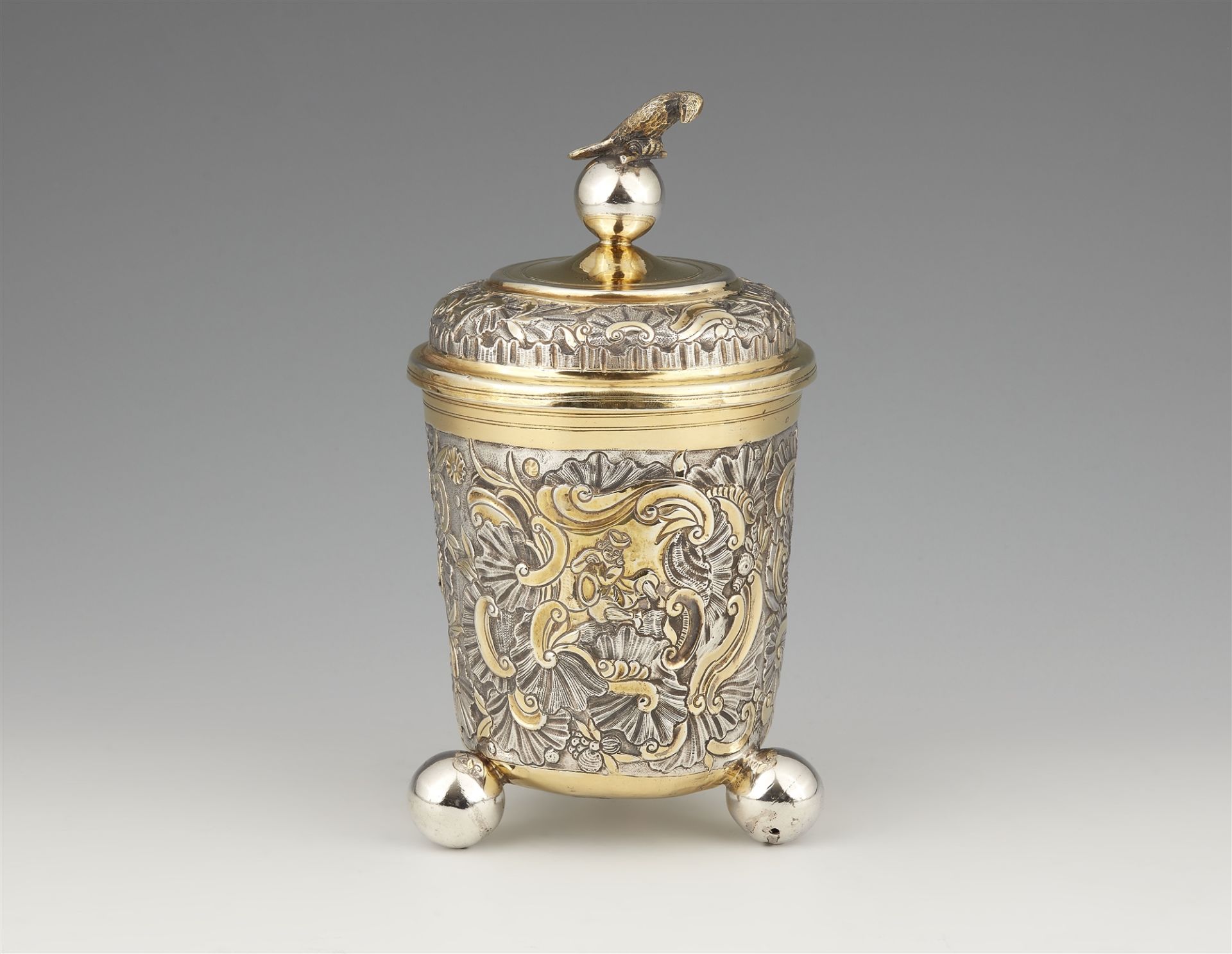 A Hamburg parcel gilt silver beaker and cover