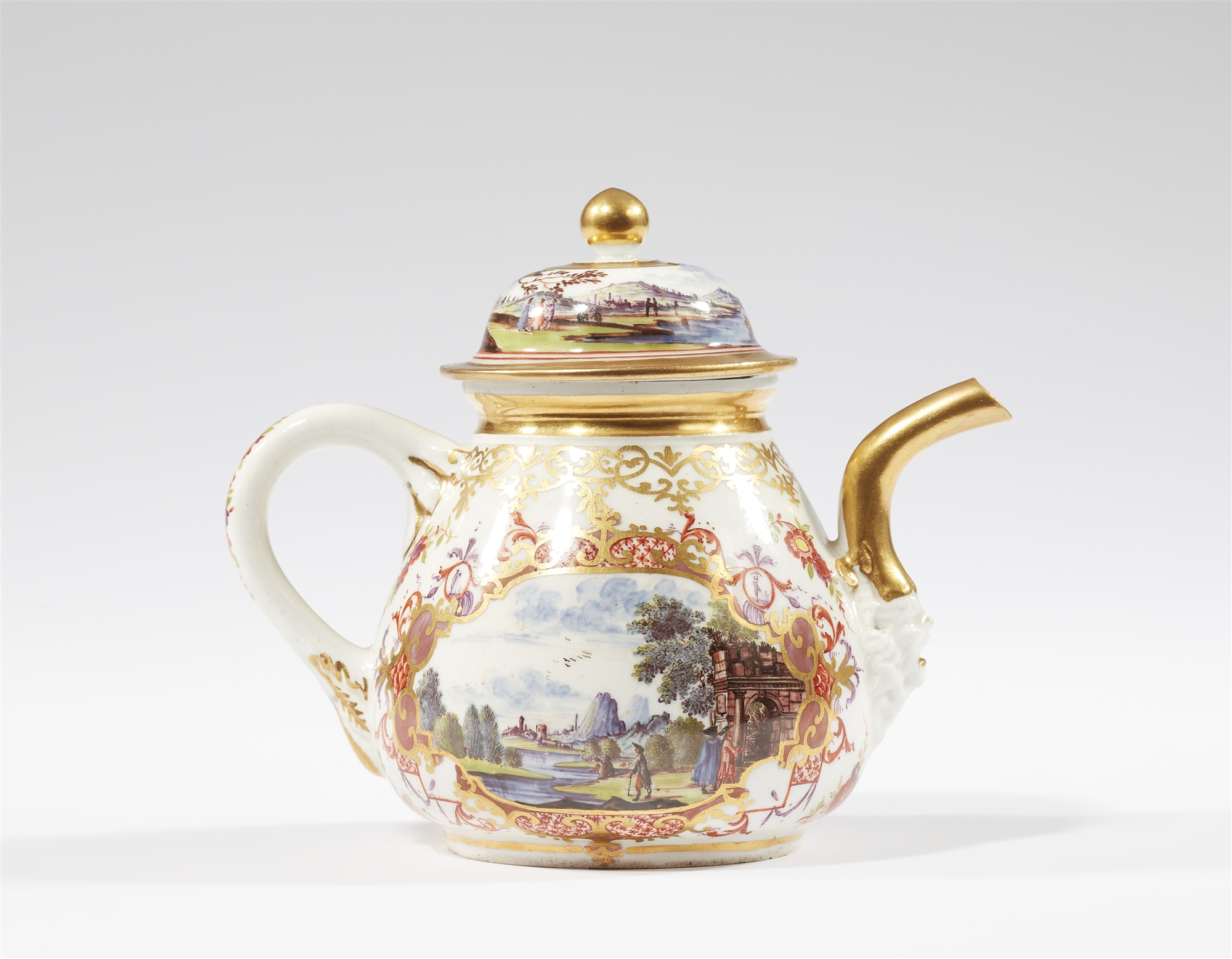 A Meissen porcelain teapot with two early landscape motifs - Image 3 of 5