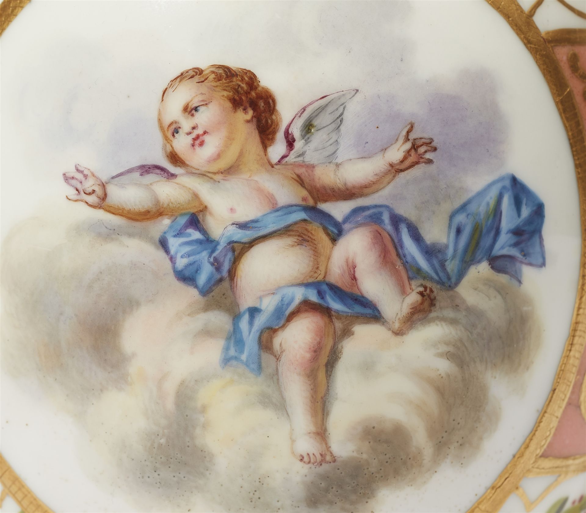 A Sèvres soft porcelain teapot and sugar box with putti - Image 3 of 4
