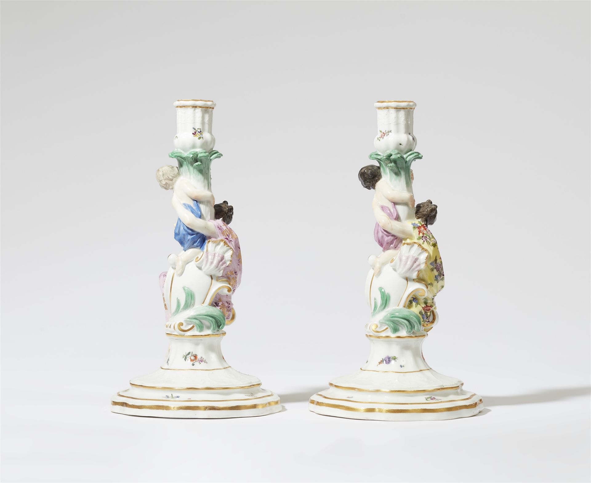 Two figural Meissen porcelain candlesticks - Image 2 of 6