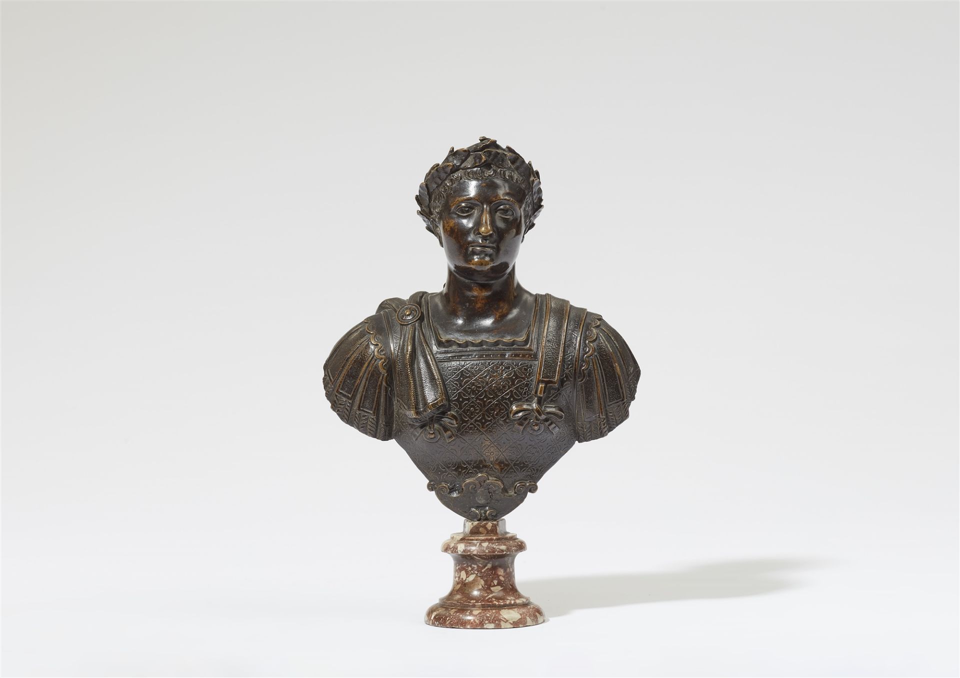 A bronze bust of a Roman Emperor
