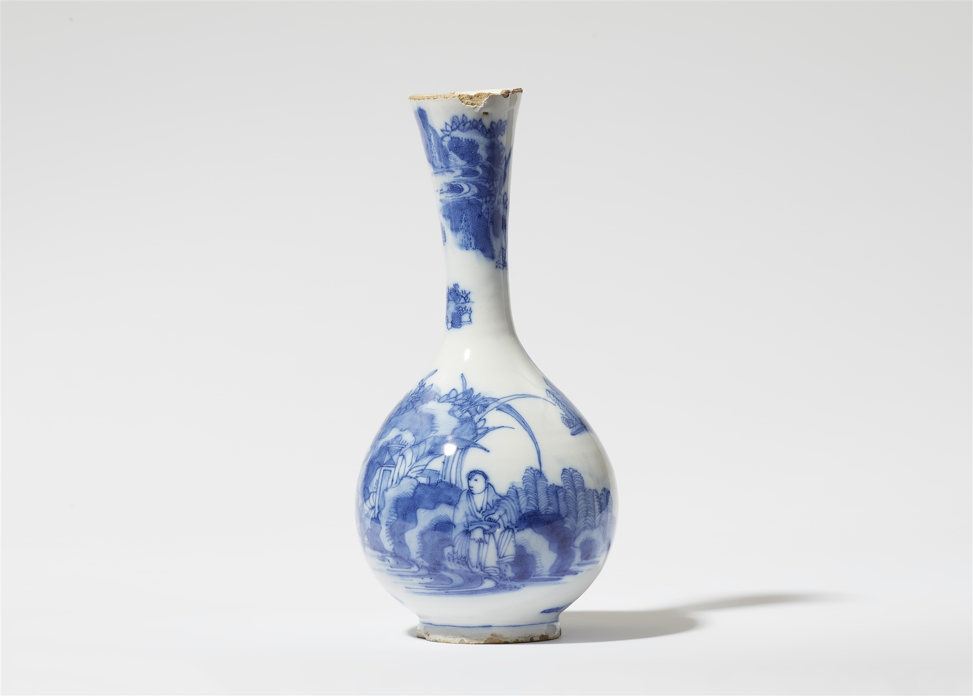A small faience vase with Chinoiserie decor - Image 2 of 2