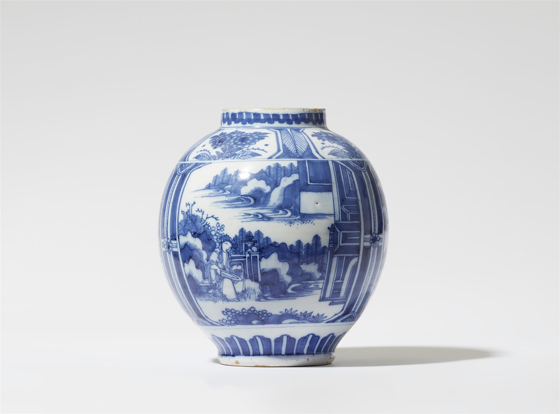 A faience vase with Chinoiserie decor