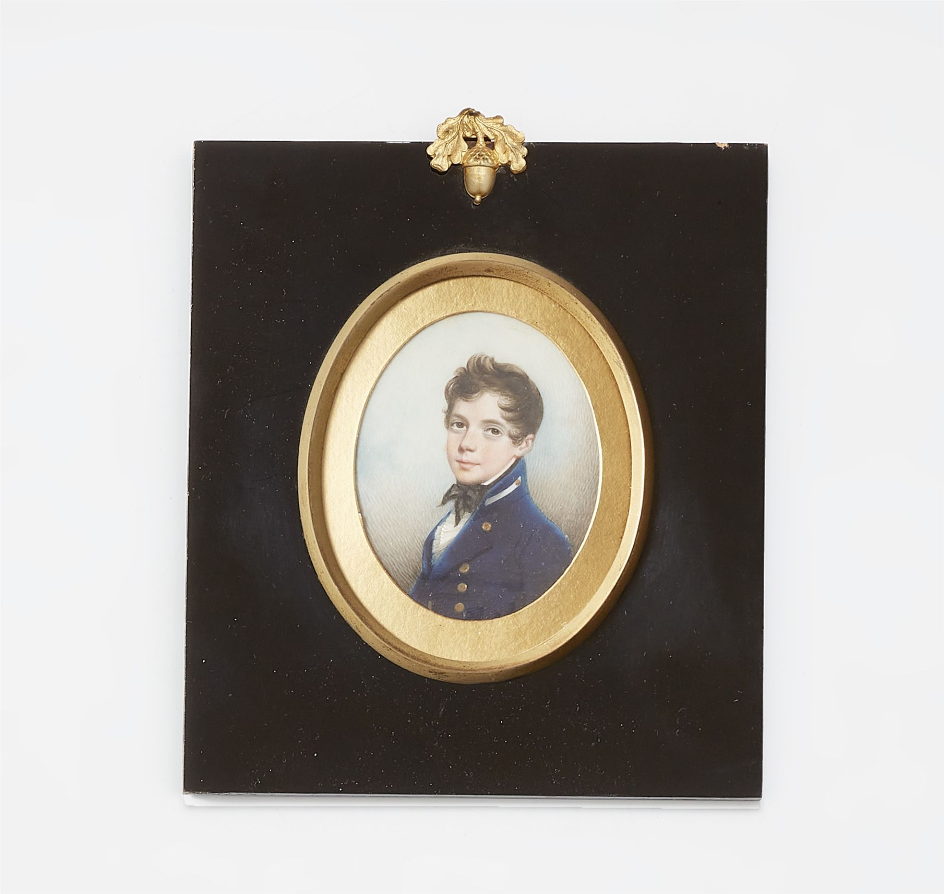 An English portrait miniature of a young navy cadet