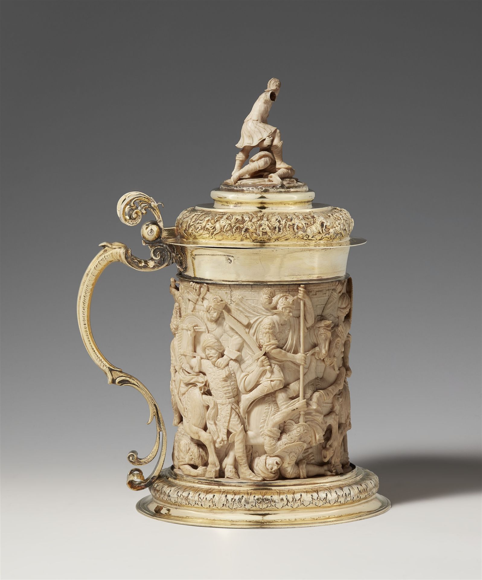 A museum-quality, silver gilt mounted ivory tankard - Image 2 of 9