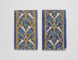A pair of Ottoman earthenware border tiles