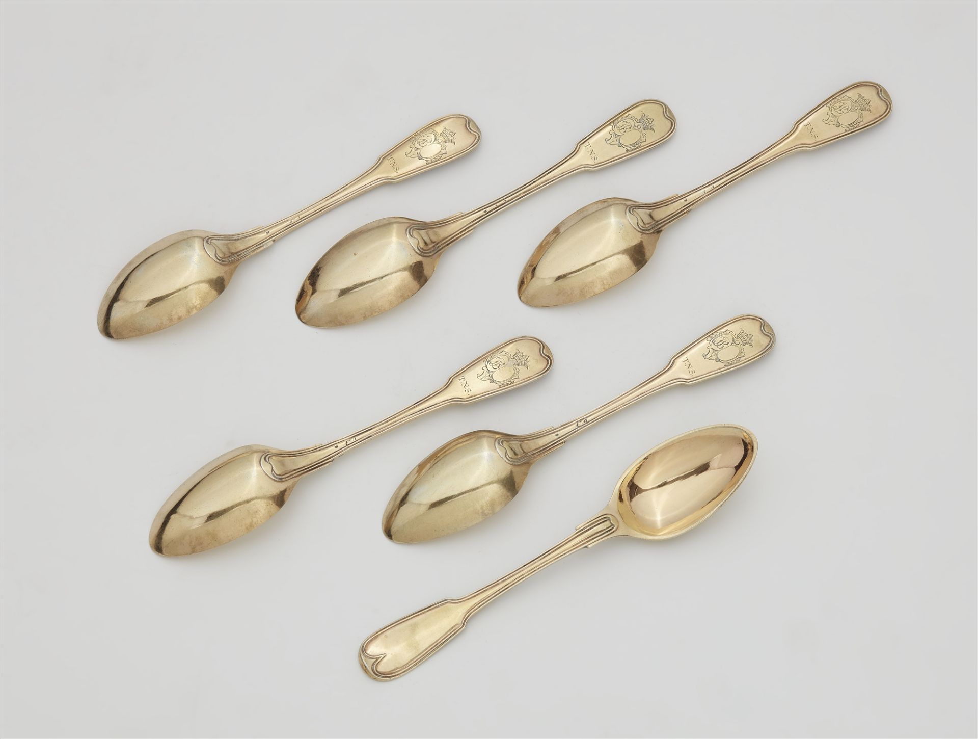 Six Strasbourg vermeil spoons