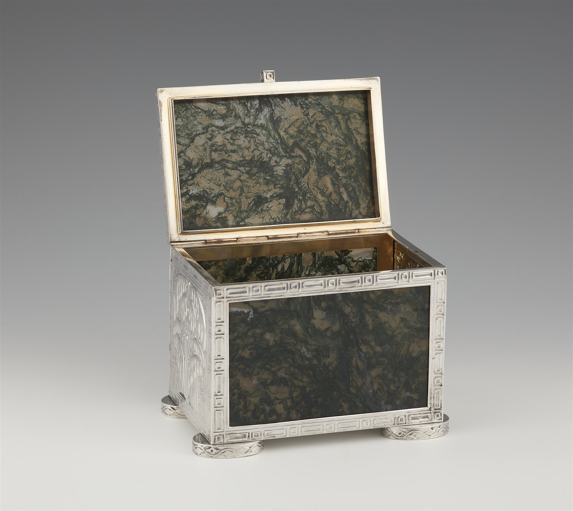 A rare silver and moss agate casket by Josef Hoffmann - Image 6 of 8