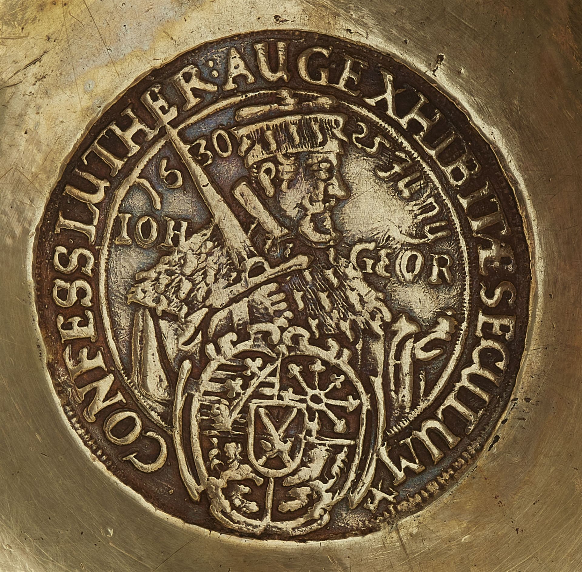 A Stettin silver gilt coin set beaker - Image 7 of 8