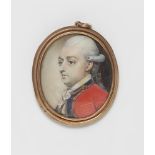 An English portrait miniature of a gentleman in red uniform