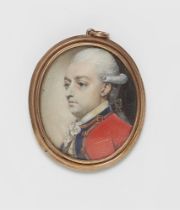 An English portrait miniature of a gentleman in red uniform