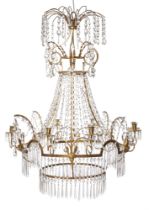An eight-flame Neoclassical chandelier