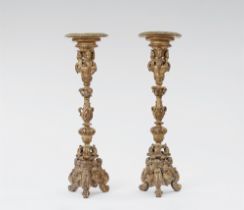 A museum quality pair of giltwood candelabra stands