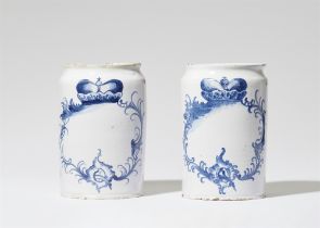 A pair of Kassel faience jars from the apothecary of the Landgraves of Hesse-Kassel