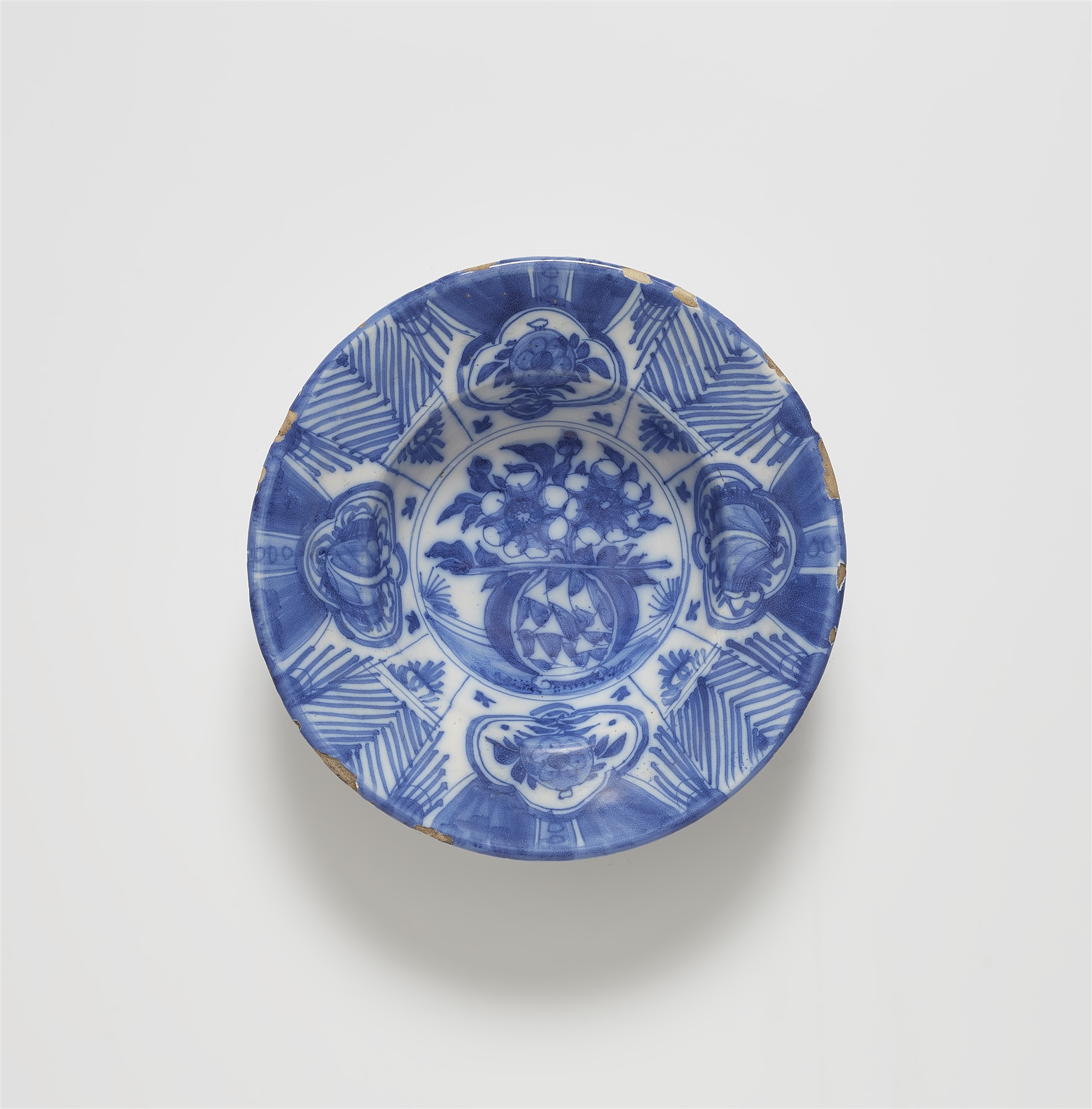 A Delftware dish with Wanli style decor