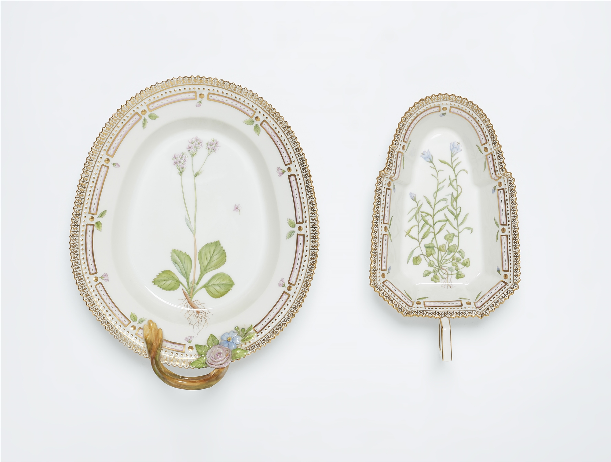 Two Royal Copenhagen porcelain "Flora Danica" dishes