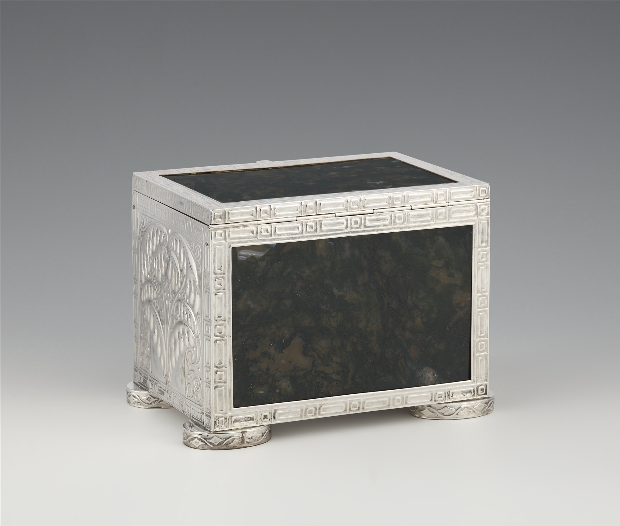 A rare silver and moss agate casket by Josef Hoffmann - Image 5 of 8