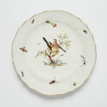 Runde Schüssel mit heimischen Vögeln und Insekten aus dem Tafelservice für König Friedrich II.