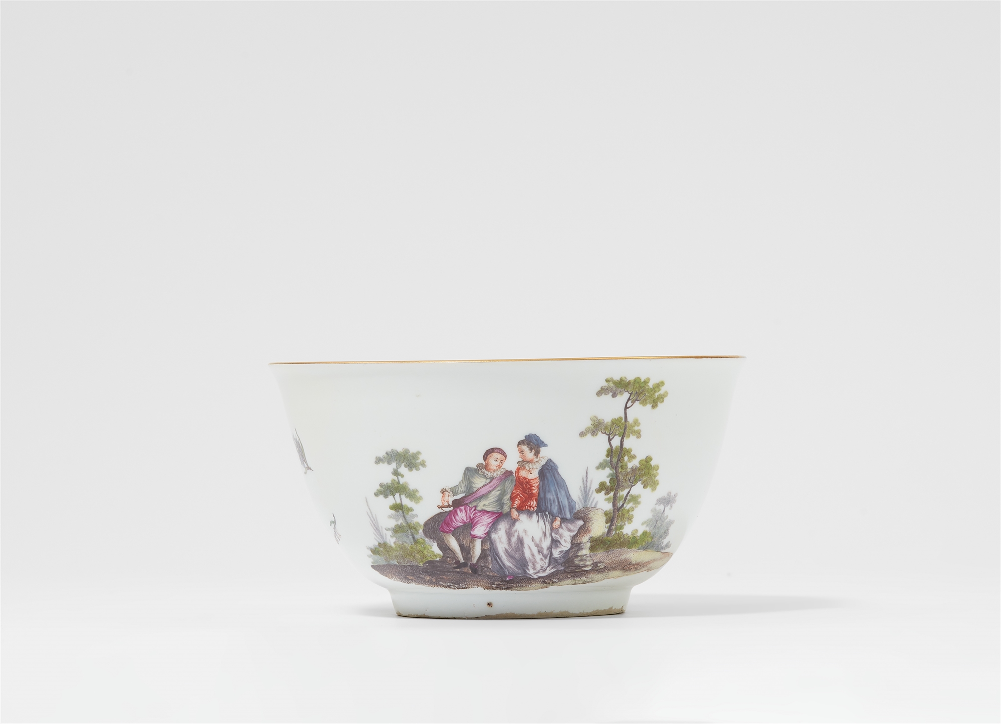 A Meissen porcelain bowl with Watteau style decor
