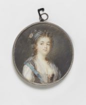 A French portrait miniature of a lady with roses