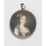 A French portrait miniature of a lady with roses