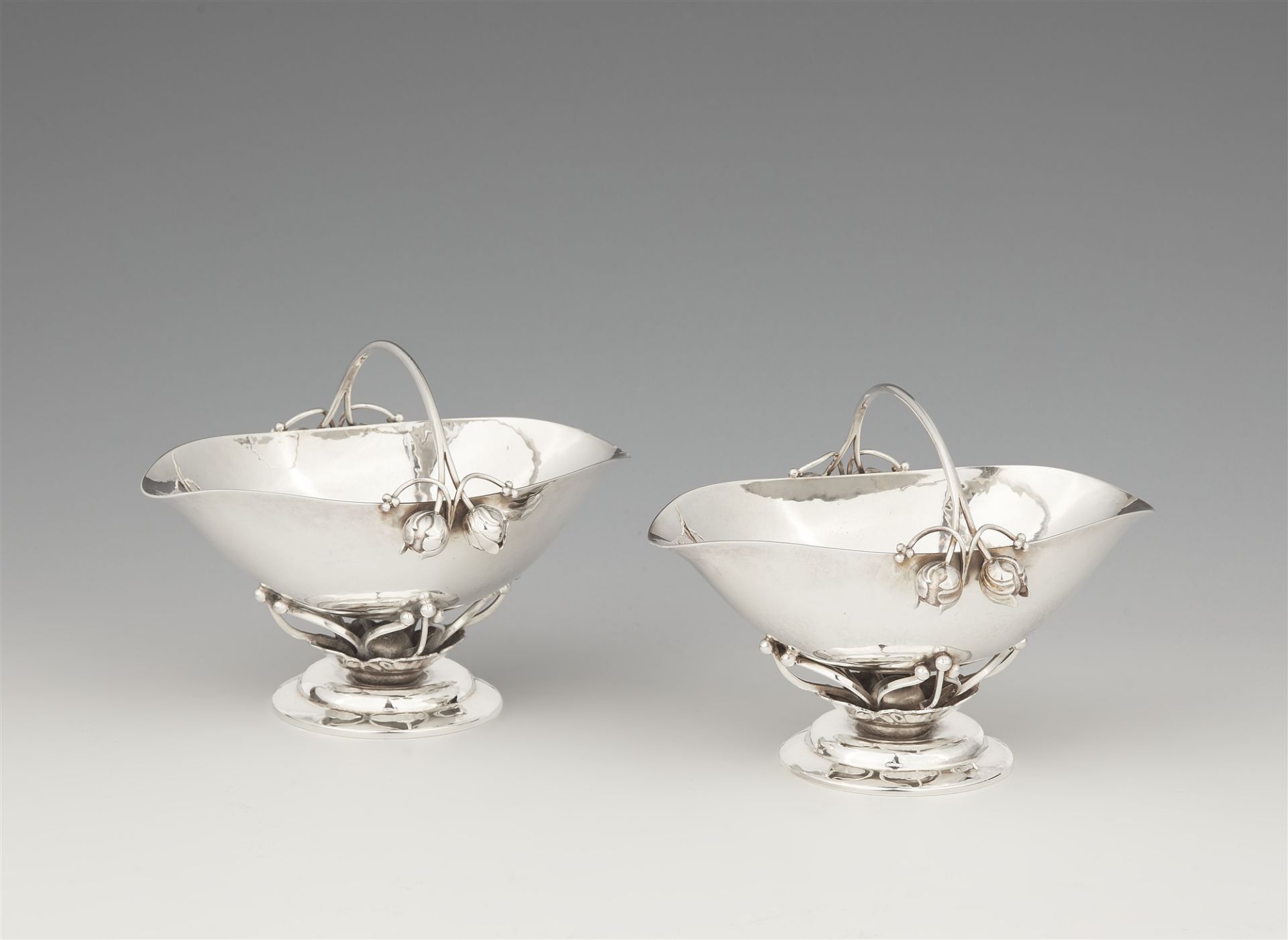 A pair of Copenhagen silver sweetmeats dishes, model no. 235