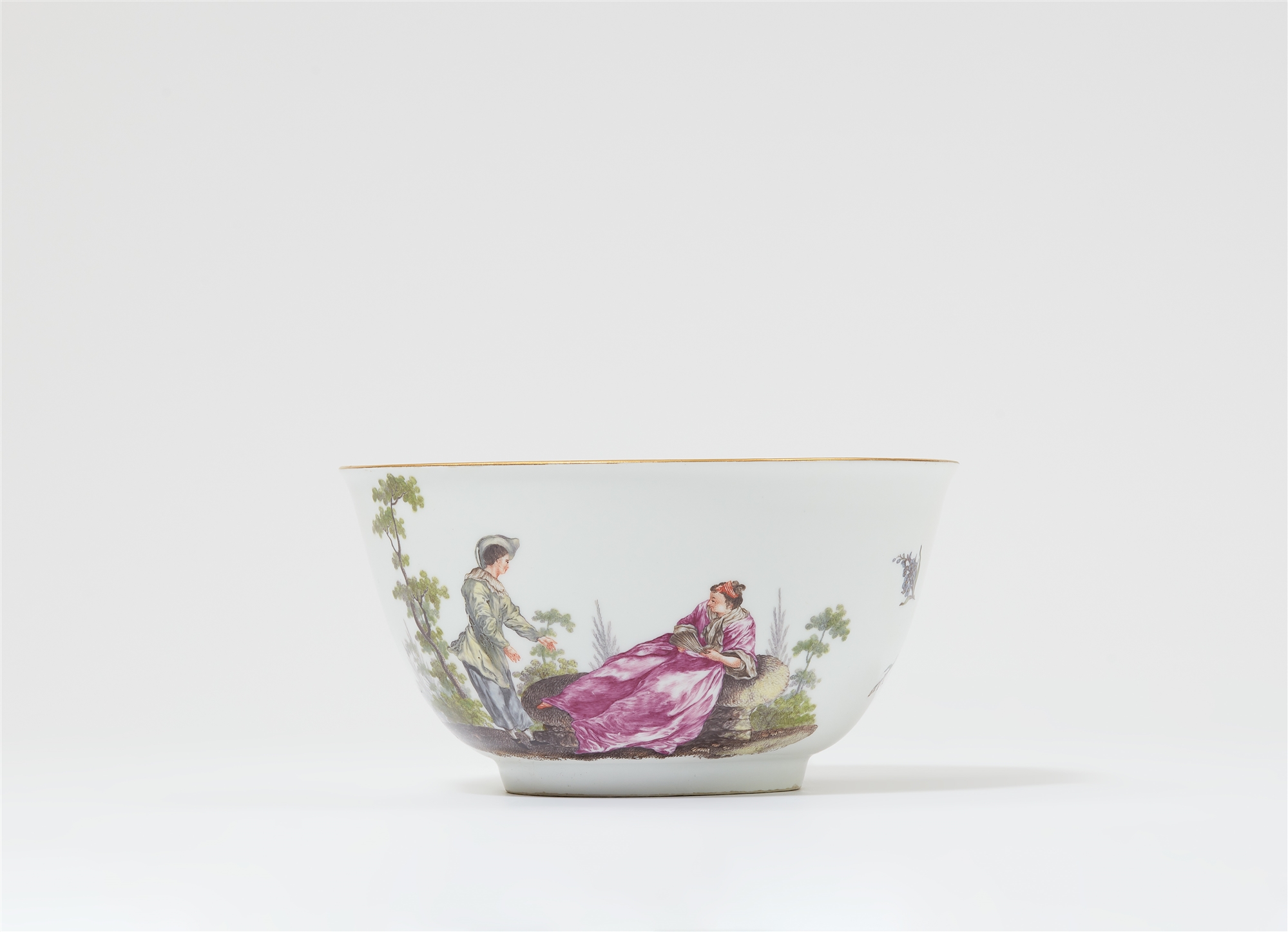 A Meissen porcelain bowl with Watteau style decor - Image 2 of 2