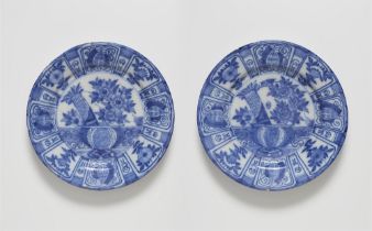 A pair of Delftware dishes with Wanli style decor