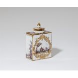 A Meissen porcelain tea caddy and cover with park landscapes