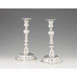 A pair of Oudenaard silver candlesticks