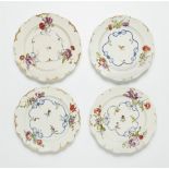 Four Ludwigsburg porcelain dinner plates from the service with blue ribbon decor