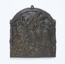 A German bronze plaque "Fighting for the Trousers"
