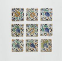 Nine Dutch faience tiles