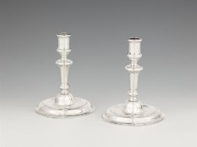 A pair of Dresden silver candlesticks made for Prince Elector Friedrich Christian of Saxony