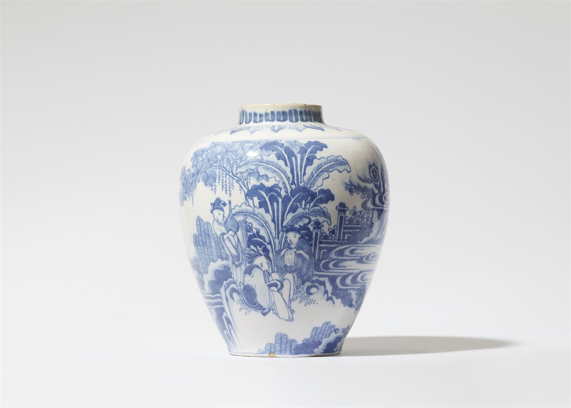 A faience vase with Chinoiserie decor