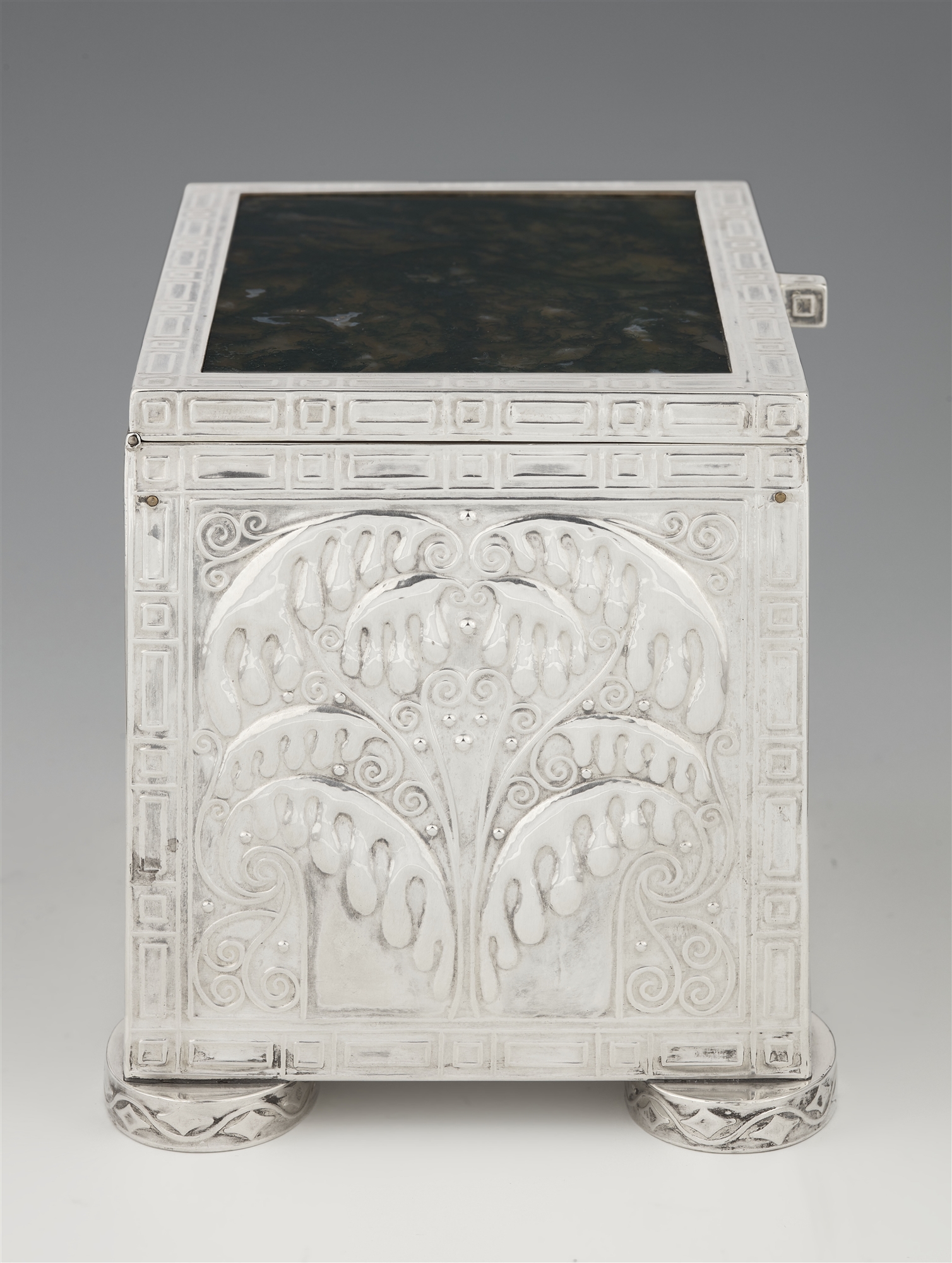 A rare silver and moss agate casket by Josef Hoffmann - Image 3 of 8