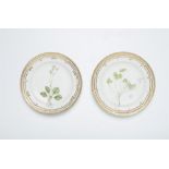 Two Royal Copenhagen porcelain "Flora Danica" dinner plates