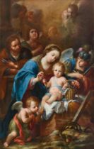 Spanischer Meister 17. Jahrhundert, Die Heilige Familie mit dem Erzengel
