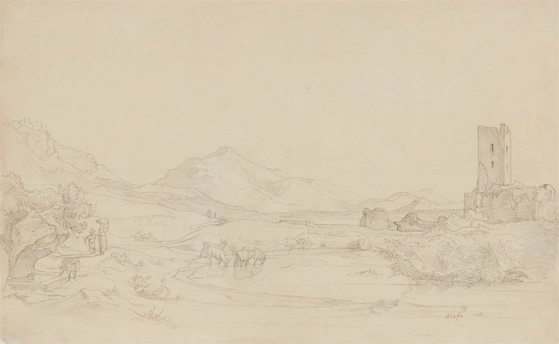 Friedrich Preller the Elder, Southern Italian landscape near Sermoneta
