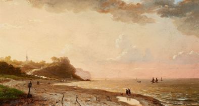 Johann Georg Meyer von Bremen, Strand bei Heringsdorf an der Ostsee, Vollmond über der Ostsee bei He