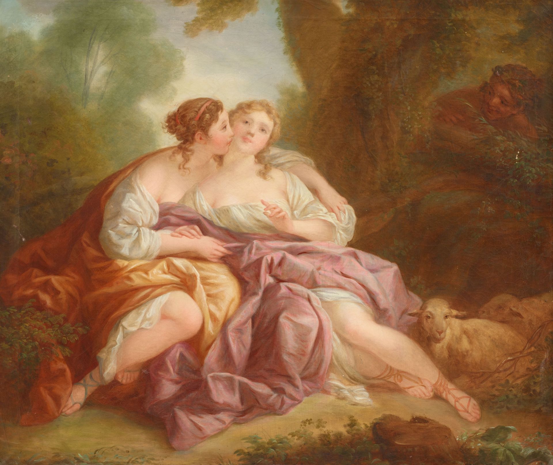French School, 2nd half 18th century, Two Nymphs Bathing