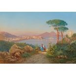 Guglielmo Giusti, View of the Bay of Naples, View of Pompei with Vesuvius in the background
