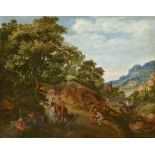 Gillis de Hondecoeter, Südliche Landschaft mit Reitern und Rastenden
